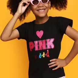 V-Mart Girls Typography Printed Round Neck Cotton T-shirt image 4