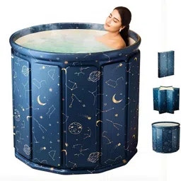 bathremedy BlueGalaxy Inflatable Bath Tub for Adults, Foldable SPA Tub for Bathroom Drainage Hole, Thickened Insulated Ice Bath Tub for Hot & Cold Temperature Bath Free-standing Bathtub-picture-12