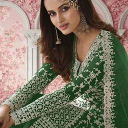 dealbazaars corporation Semi Stitched Net/Lace Salwar Suit Material Dyed, Embroidered, Embellished, Self Design image 2