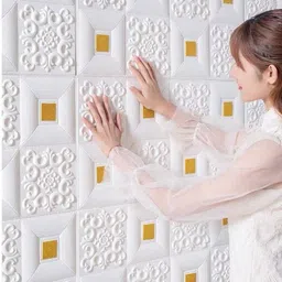 carpet kingdom Vinyl Decorative White, Gold Wallpaper image 3