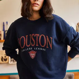 Olalook Typography Printed Cotton Pullover Sweatshirt image 2