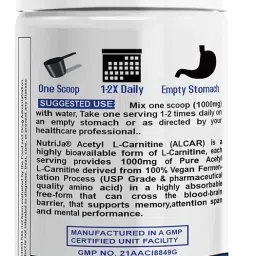 NutriJa Acetyl L-Carnitine (Alcar) | Weight management & quick recovery - (100 grams) image 3