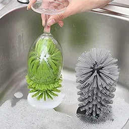 gracy mart Sink Suction Cup Wine Glasses Base Cleaning Brush Bottle Glass Wine Cup Brush Kitchen Cleaning image 3
