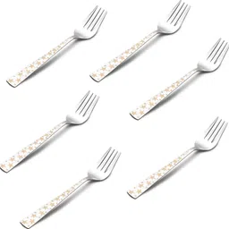 zoloto 6 pcs Desert Fork Set with STAR Handle design Stainless Steel Stainless Steel Dessert Fork Set image 2