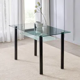 Home Centre Helios Frank Tempered Glass Top 4-Seater Dining Table - Black image 1