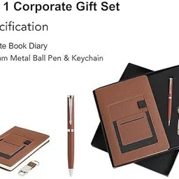 urban box Personalized Diary with Pen and Metal Keychain Gift Set 3 in 1 Organiser Diary A4 Notebook diray 192 Pages image 3