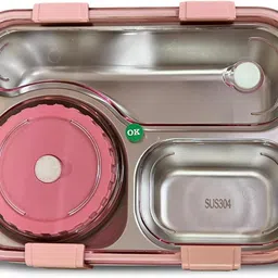 kello Stainless Steel Airtight Leak Proof Tiffin Box with Mini Container Inside K138 3 Containers Lunch Box image 3