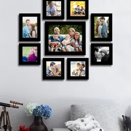 art street Tracey<br />Set Of 9 Black Solid Wood Collage Photo Frames image 1