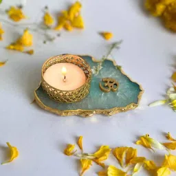 Green Stone Figurine Tea light Holder-image-80