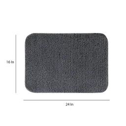obsessions Dark Grey Solid Polyester 24x16 Inches AntiSkid Bath Mat image 3