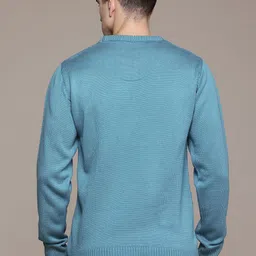 roadster Men Self Design Round Neck Green Sweater image 5