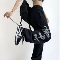 lugrantha Women Graphic Print Black Track Pants image 3