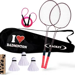 aimson Double shaft racket set and 3 feather shuttle,1 Skipping rope, with fancy cover Badminton Kit-picture-16