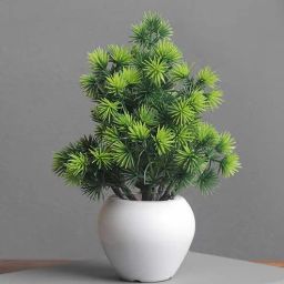 foliyaj Plastic Green And Blend Pine Leaves Mini Tree With Pot Artificial Plants-picture-3