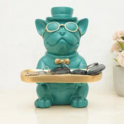 viivaz Green Polyresin French Bulldog Tray Holder image 1