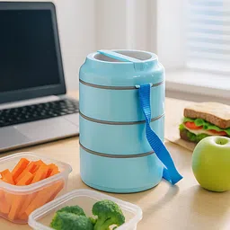 shopti 3 Layer Insulated Lunch Box 3 Containers Lunch Box image 2