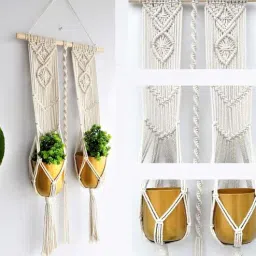 Off White Macrame Designer Planter Stand by Ecofynd-picture-29