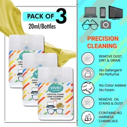 VIVID VividVisionInt® Lens Cleaning 20 ML Pack Of 3 Solution Pocket Spray contain NO Detergent NO foam For Spectacles Sunglasses Eyeglasses Mobile PC Laptop TV Nd CameraLens Cleaner-picture-32