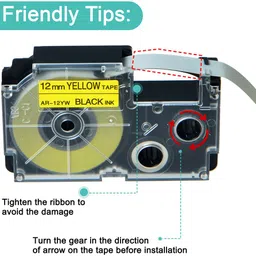 hasthip 12mm Yellow Label Tape Black Ink Compatible with Casio KL Series Printers NA Paper Label image 3