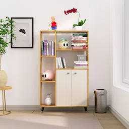 hexa red Wooden Book Shelf for Home, Living Room, Office, Multipurpose Rack, Engineered Wood Open Book Shelf image 3