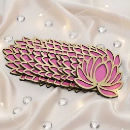 karni art Pink Wooden Lotus Cut-Out Rangoli Ki Diwali, Pooja & Navratri Decoration Pack of 12-picture-28