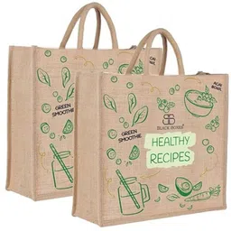 blackboxes Eco-Friendly Printed Jute Hand Bag-Reusable Tiffin Shopping Grocery Multipurpose Pack of 2 Grocery Bags-picture-17