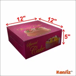 konfiz Cake Box Paper for 3 pound Cake-12x12x5 inch size-(10 box pack) Packaging Box image 3