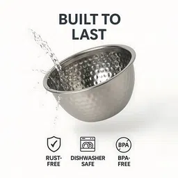 bhajanshree Stainless Steel Mixing Bowl Diamond Cut Round Bowl Home Temple or Spiritual Use-Silver image 3