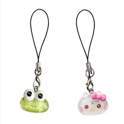 ONCRO Cute Little Frog Hello Kitty Crystal Candy Pendant Phone Charms cute for girls Phone Charm-picture-18