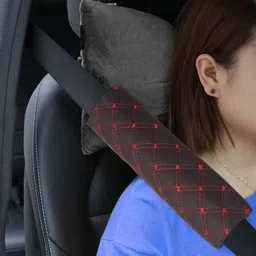 edyline Car Seatbelt Covers Shoulder Pad for More Comfortable Driving (Black/Red) Seat Belt Cover-picture-10