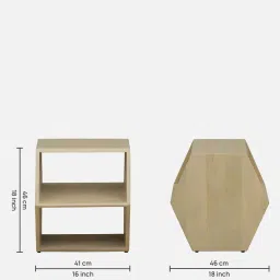 casacraft from pepperfry Paulina Solid Wood End Table In Gold Wash Finish image 2