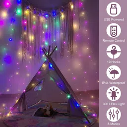 repish ™ CURTAIN FAIRY LIGHT Multicolored Copper Wire Fairy with Remote Lights Candle image 3