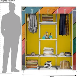 sb07 Colorful Wood Print PP Collapsible Wardrobe image 4