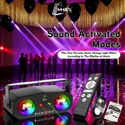 MHAX Dual Lens Party Light Projector, Remote-Sound Activated RGB Laser &Strobe Effect Smart Sensor Light image 3