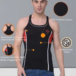 dollar bigboss Pack of 2 Cotton Racerback Styled Gym Men Vest image 3