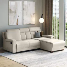 Parana Leatherette L Shape Recliner Sofa In Beige Colour-image-24