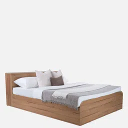 durian Vienta Queen Size Bed In Brentwood Oak Finish With Box Storage image 3