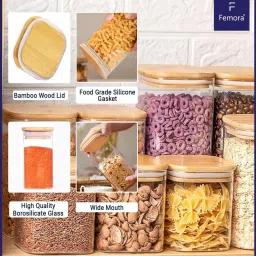 femora 450ml Glass Storage Container with Wooden Airtight Lid image 4