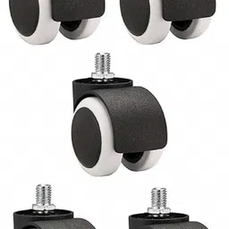biway Copy_Threaded Twin Castor Nylon Revolving Chair Wheel (Black) - Set of 5 Swivel Furniture Caster-picture-19