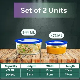 truly eco smart living retail Glass Storage Bowl 472, 944ml Borosilicate Glass Container with Lid Microwave & Oven Safe Air-Tight image 2