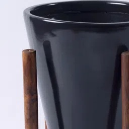 harla arts Love Bite (Medium) Black Porcelain Floor Planters With Stand image 5