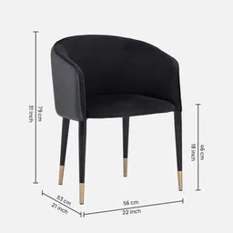 casacraft from pepperfry Coolins Velvet Arm Chair In Black Colour image 2