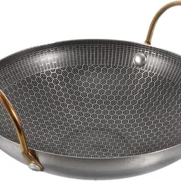 samusagya Non-Stick Honeycomb Steel Soup Pot with Golden Ear,Round Bottom for BBQ, Stir Fry Pan 20 cm diameter 2 L capacity-picture-16