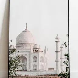INDIAN CLASSIC ART White & Green Taj Mahal Printed Framed Wall Art-image-61