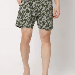 UnderJeans by Spykar Men Printed Mid-Rise Regular Fit Lounge Shorts-picture-31