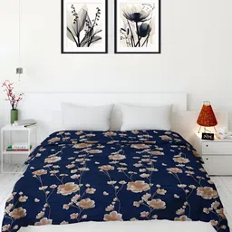 Bromwick Blue & Beige Floral Printed 300 TC DuvetCover-picture-12