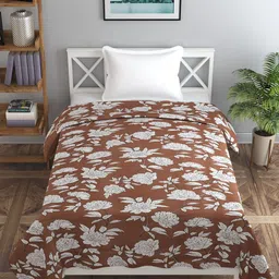 MORADO Coffee Brown & White Floral-Printed Double Queen Duvet Cover-image-82
