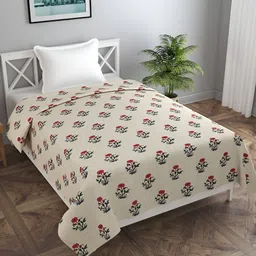 MORADO Cream & Teal-Blue Printed Single Duvet Cover-picture-50