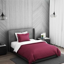 SPACES Violet Solid Cotton 300 TC Single Bed Duvet Cover-picture-11