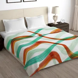 Story@home White & Blue Printed 180 TC Microfibre Double Queen Duvet Cover-image-23